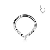 Lined Pyramid Cuts Chevron Hinged Hoop Segment Rings Nose Septum Ear Cartilage