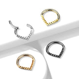 Lined Pyramid Cuts Chevron Hinged Hoop Segment Rings Nose Septum Ear Cartilage