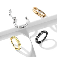 Double Lined Pyramid Cuts Hinged Hoop Segment Rings Nose Septum Ear Cartilage