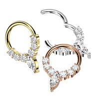 High Precision Marquise CZ Hinged Hoop Segment Rings Ear Cartilage