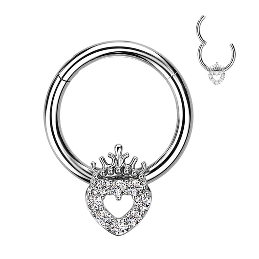 High Precision Hinged Segment Rings With CZ Heart Crown Top