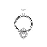 High Precision Hinged Segment Rings With CZ Heart Crown Top