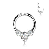 High Quality Precision Pear CZ Hinge Hoop Segment Ring Nose Septum
