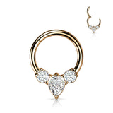 High Quality Precision Pear CZ Hinge Hoop Segment Ring Nose Septum