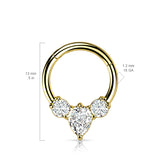 High Quality Precision Pear CZ Hinge Hoop Segment Ring Nose Septum