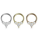 High Quality Precision Pear CZ Hinge Hoop Segment Ring Nose Septum