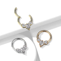 High Quality Precision Pear CZ Hinge Hoop Segment Ring Nose Septum