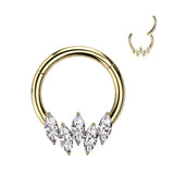 High Quality Precision 5 Marquise CZ Hinged Segment Ring Daith Septum