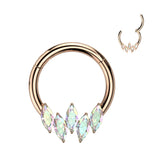 High Quality Precision 5 Marquise CZ Hinged Segment Ring Daith Septum