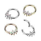 High Quality Precision 5 Marquise CZ Hinged Segment Ring Daith Septum