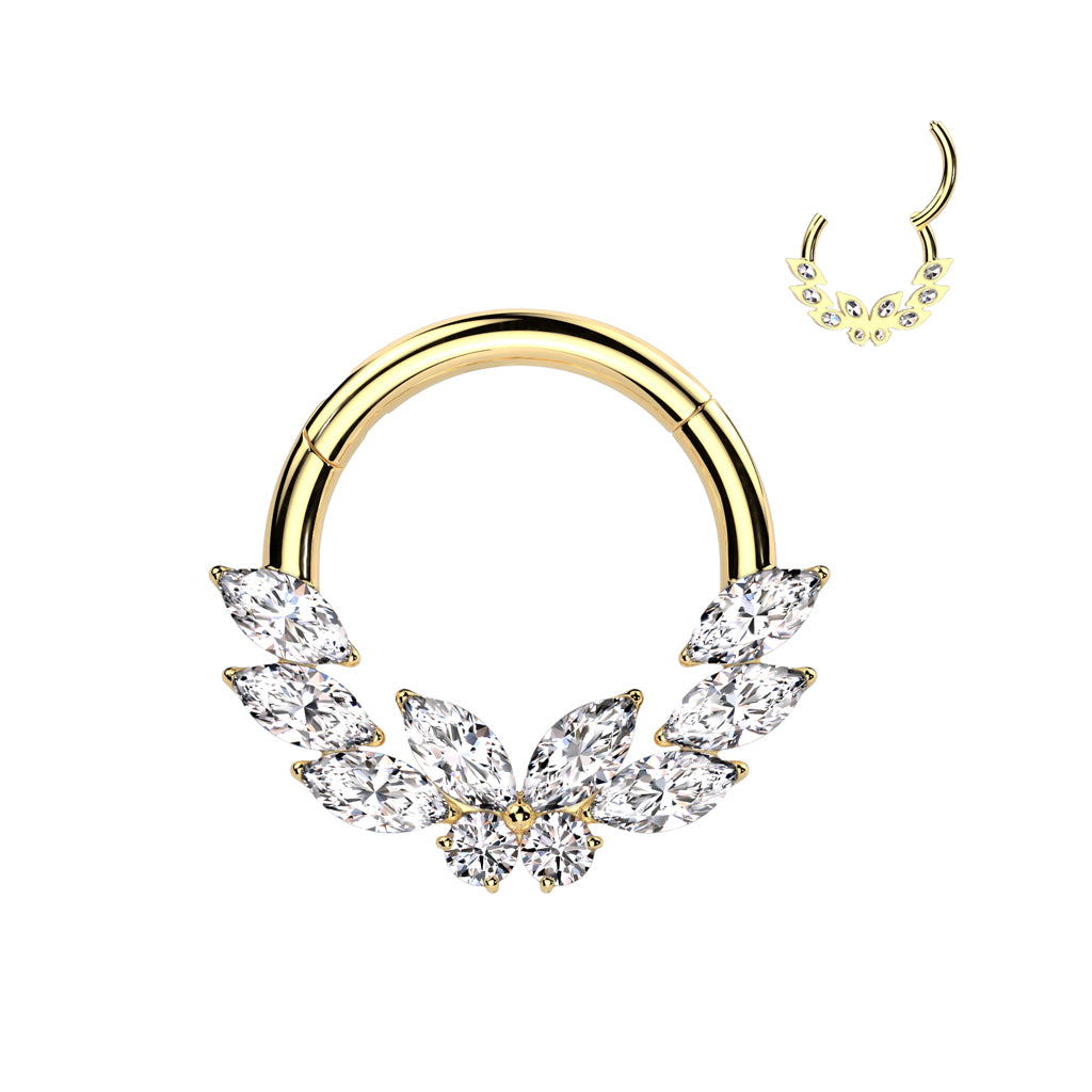 Precision CZ Butterfly Hinged Segment Nose Septum Helix Tragus Rings ...