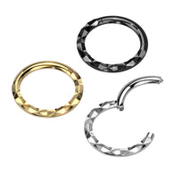 Precision Forward Facing Faceted Hinged Segment Hoop Rings