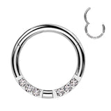 Facing 3 CNC Set CZ Hinged Segment Ring Nose Septum Ear Cartilage Tragus