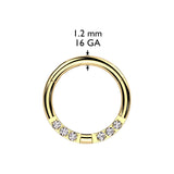 Facing 3 CNC Set CZ Hinged Segment Ring Nose Septum Ear Cartilage Tragus