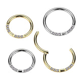 Facing 3 CNC Set CZ Hinged Segment Ring Nose Septum Ear Cartilage Tragus