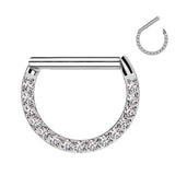 Prong Set CZ Hinged Segment Rings Nose Septum Ear Cartilage