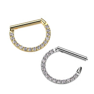 Prong Set CZ Hinged Segment Rings Nose Septum Ear Cartilage