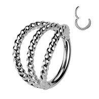 Triple Braided Hinged Segment Hoop Ring for Nose Lobe Helix