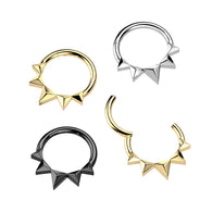 Pyramid Hinged Segment Hoop Ring for Nose Ear Lobe Helix