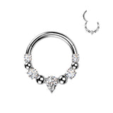 316L Hinged Segment Hoop Ring With Teardrop CZ for Nose Daith Helix