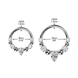 316L Hinged Segment Hoop Ring With Teardrop CZ for Nose Daith Helix