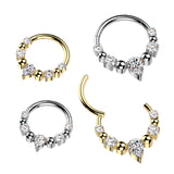 316L Hinged Segment Hoop Ring With Teardrop CZ for Nose Daith Helix