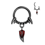 Surgical Steel Vampire Fangs & CZ Dangle Hinged Segment Ring Daith Cartlidge