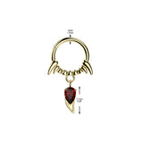 Surgical Steel Vampire Fangs & CZ Dangle Hinged Segment Ring Daith Cartlidge