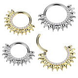 CNC CZ Set Hinged Segment Hoop Ring For Daith Septum Cartilage