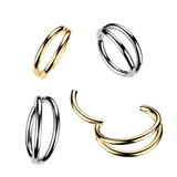 All 316L Hinged Segment Plain Double Hoop Ring