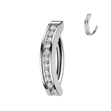 All 316L Hinged Hoop CNC Set CZ Belly Button Ring
