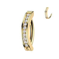 All 316L Hinged Hoop CNC Set CZ Belly Button Ring