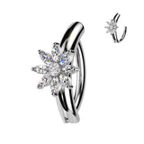 Marquise CZ Flower Center Hinged Comfortable Belly Button Ring