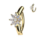 Marquise CZ Flower Center Hinged Comfortable Belly Button Ring
