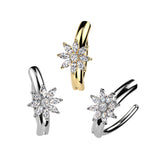 Marquise CZ Flower Center Hinged Comfortable Belly Button Ring