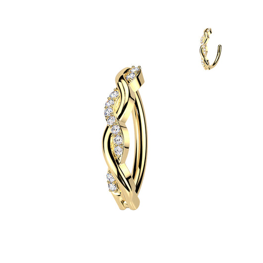 Paved CZ Twist Hinged Comfortable Belly Button Ring