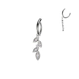 Marquise CZ Leaf Dangle Hinged Belly Button Ring
