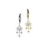 Pave CZ & Stars Dangle Hinged Comfortable Belly Button Ring