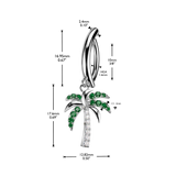 CZ Accented Palm Tree Dangle Hinged Clicker Belly Button Ring
