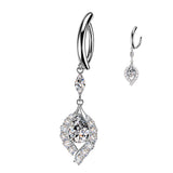 CZ Edge & Teardrop CZ Dangle Hinged Clicker Belly Button Ring
