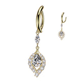 CZ Edge & Teardrop CZ Dangle Hinged Clicker Belly Button Ring