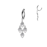 Teardrop CZ Shield Dangle Hinged Comfortable Belly Button Ring