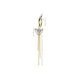 Triangle CZ & Triple Chain Dangle Hinged Clicker Belly Button Ring