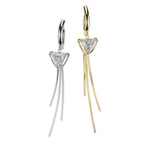 Triangle CZ & Triple Chain Dangle Hinged Clicker Belly Button Ring