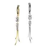 Triple Oval CZ & Chain Dangle Hinged Clicker Belly Button Ring