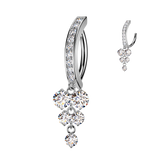 Round CZ Vine Dangle Hinged Clicker Belly Button Ring