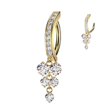 Round CZ Vine Dangle Hinged Clicker Belly Button Ring
