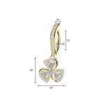 Pave CZ & Leaf Clover Dangle Hinged Comfortable Belly Button Ring