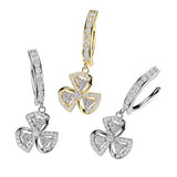 Pave CZ & Leaf Clover Dangle Hinged Comfortable Belly Button Ring