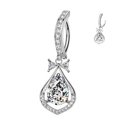 Large Pear CZ  Dangle Hinged Clicker Belly Button Ring